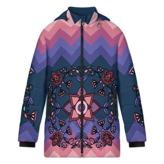 Frost Flower Circle Women's Hooded Puffer Coat