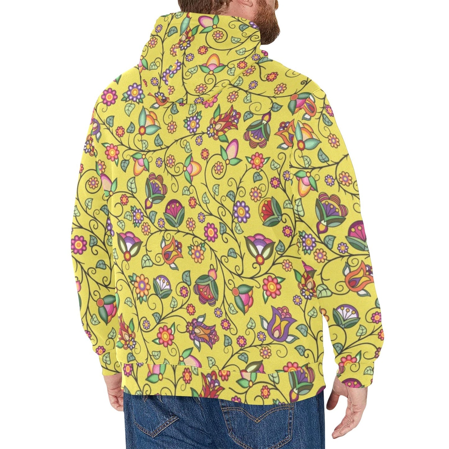 Heartbeat Petals Yellow Men's Long Sleeve Fleece Hoodie