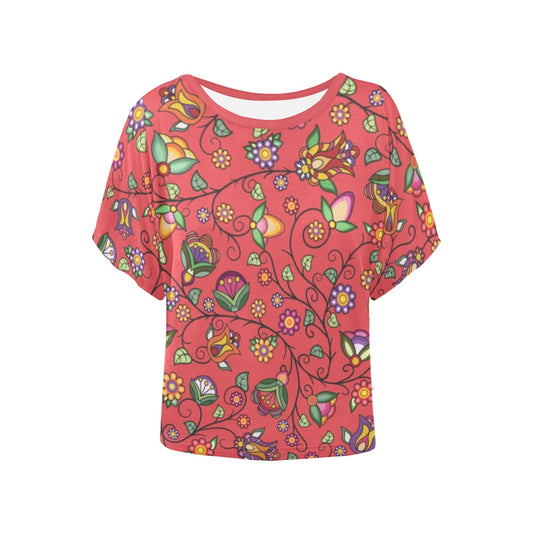 Heartbeat Petals Red Women's Batwing-Sleeved Blouse T shirt