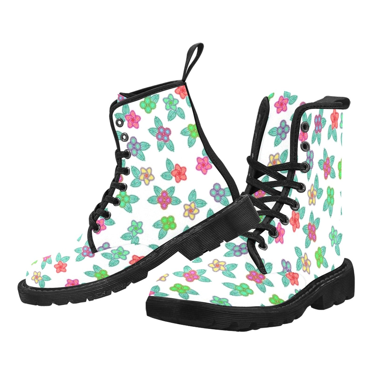 Berry Flowers White Boots for Men