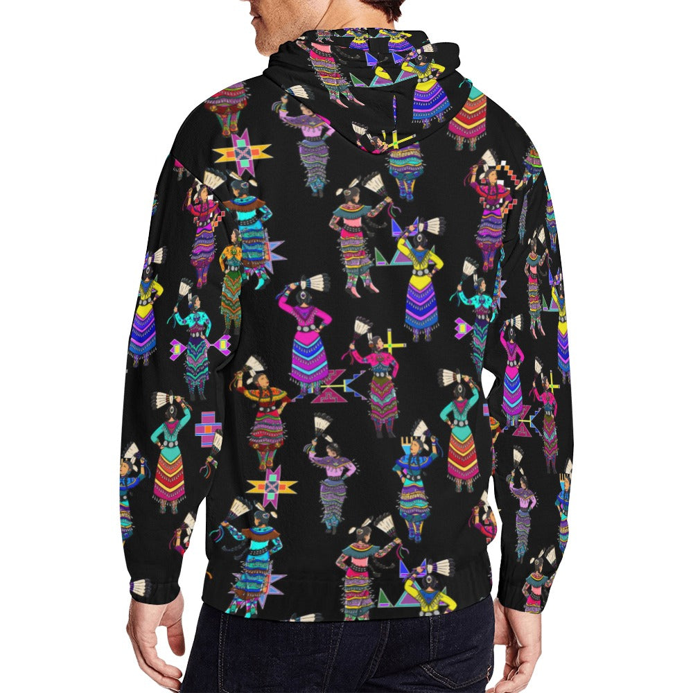 Women's Jingle Dancers Black Men's Zipper Hoodie