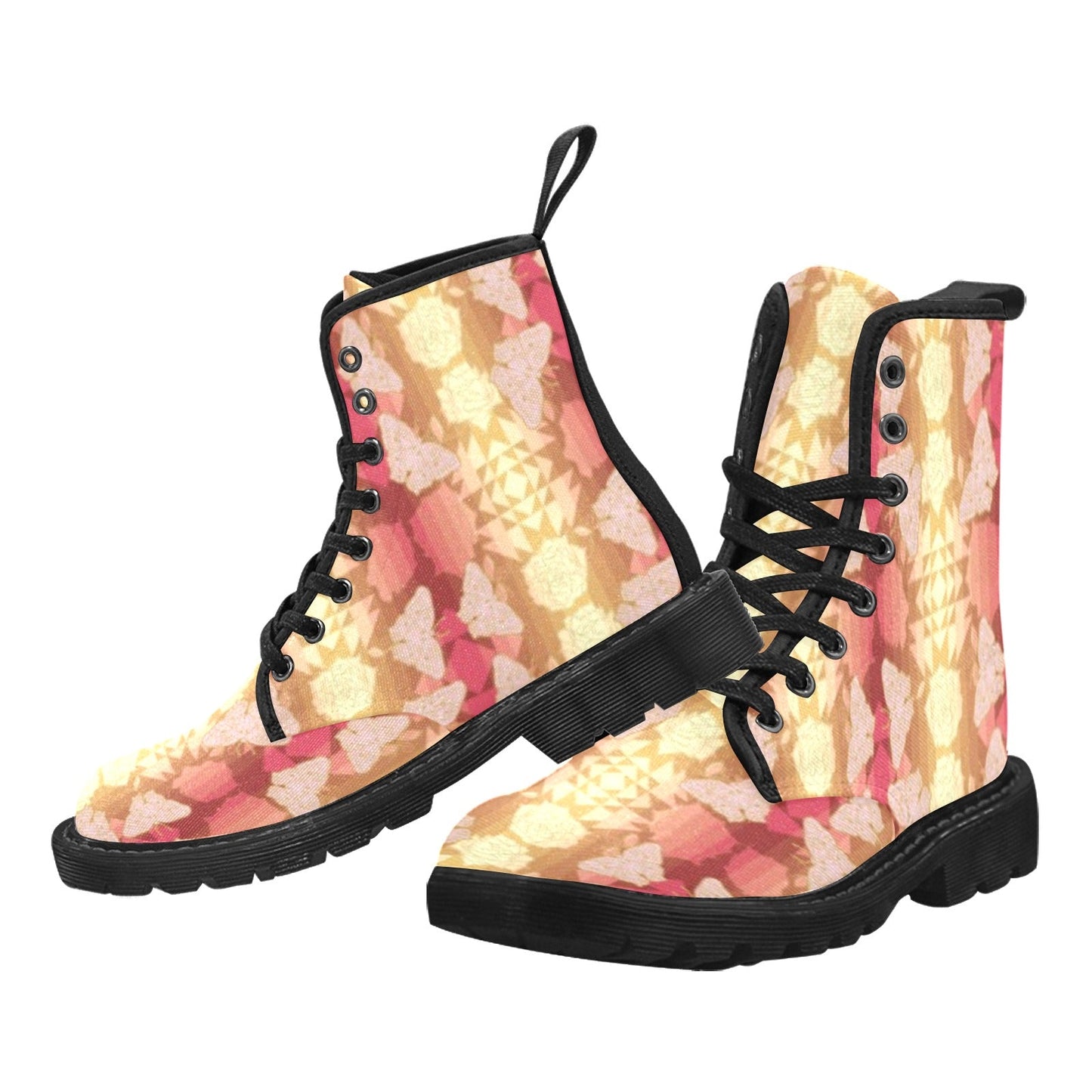 Butterfly and Roses on Geometric Boots