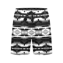 Load image into Gallery viewer, Okotoks Black and White Men&#39;s Mid-Length Beach Shorts
