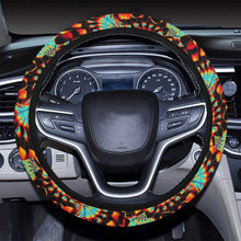 Load image into Gallery viewer, Hawk Feathers Fire and Turquoise Steering Wheel Cover with Elastic Edge
