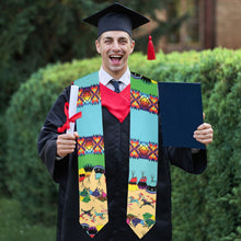 Load image into Gallery viewer, Horses and Buffalo Ledger Torquoise Graduation Stole
