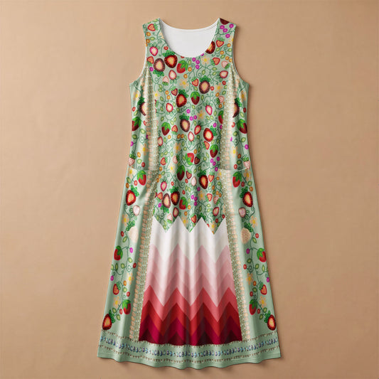 Berry Rites Sage 1 Women's Sleeveless Long Dress