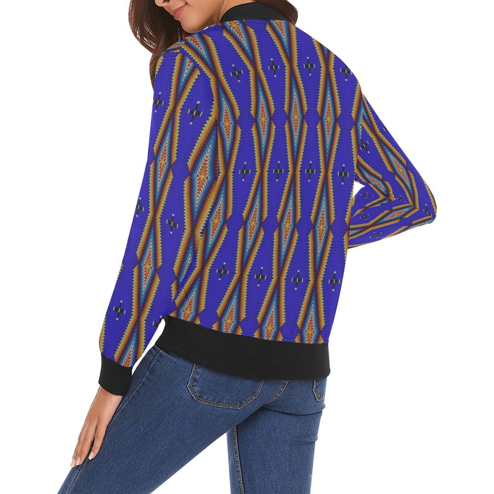 Diamond in the Bluff Blue Bomber Jacket for Women