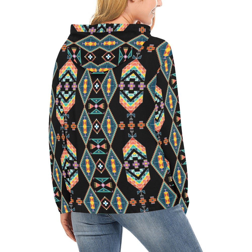 Travois Tipi Black Hoodie for Women