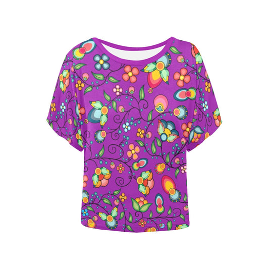 Floral Bounty Purple Women's Batwing-Sleeved Blouse T shirt