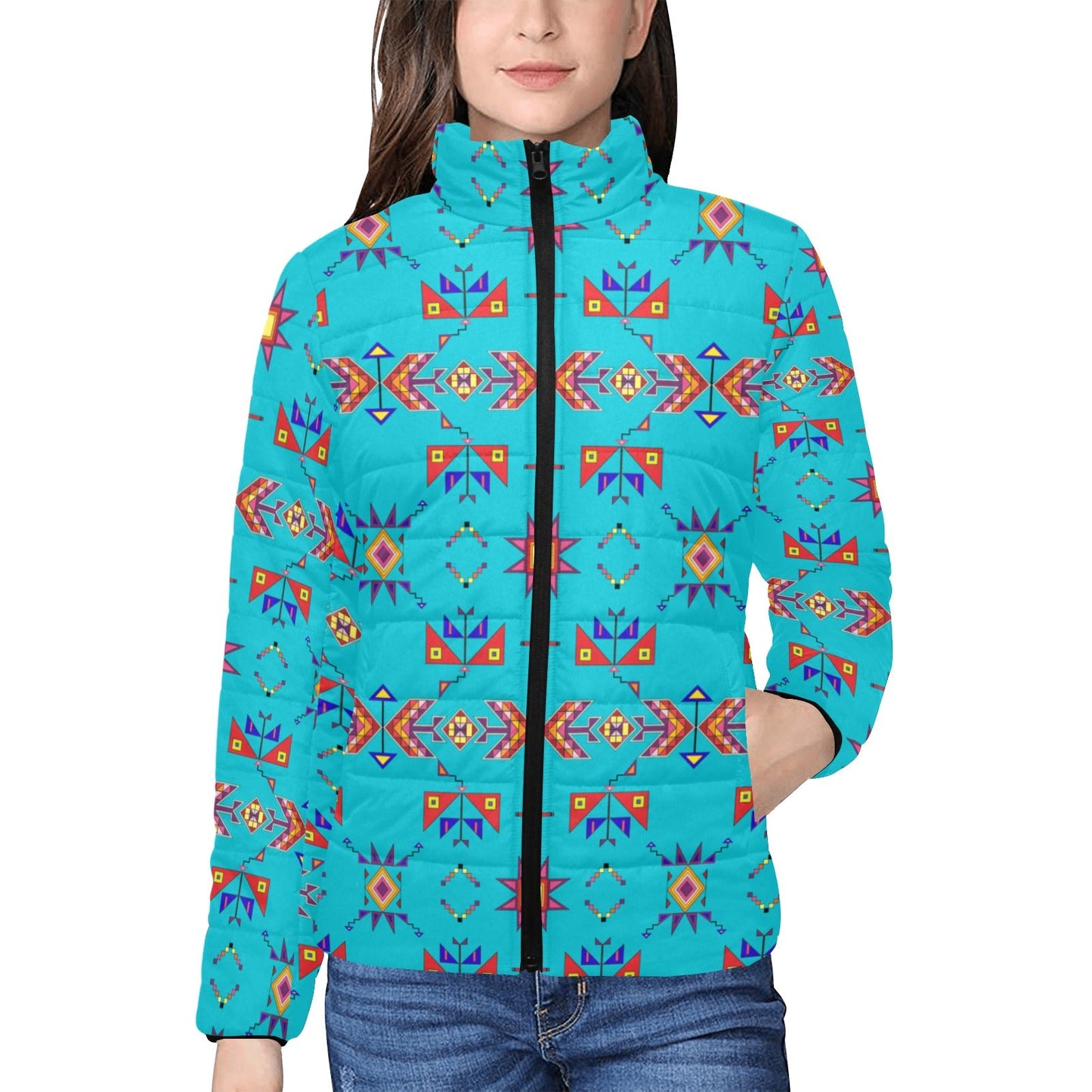 Scattered Generations Turquoise Women's Padded Jacket