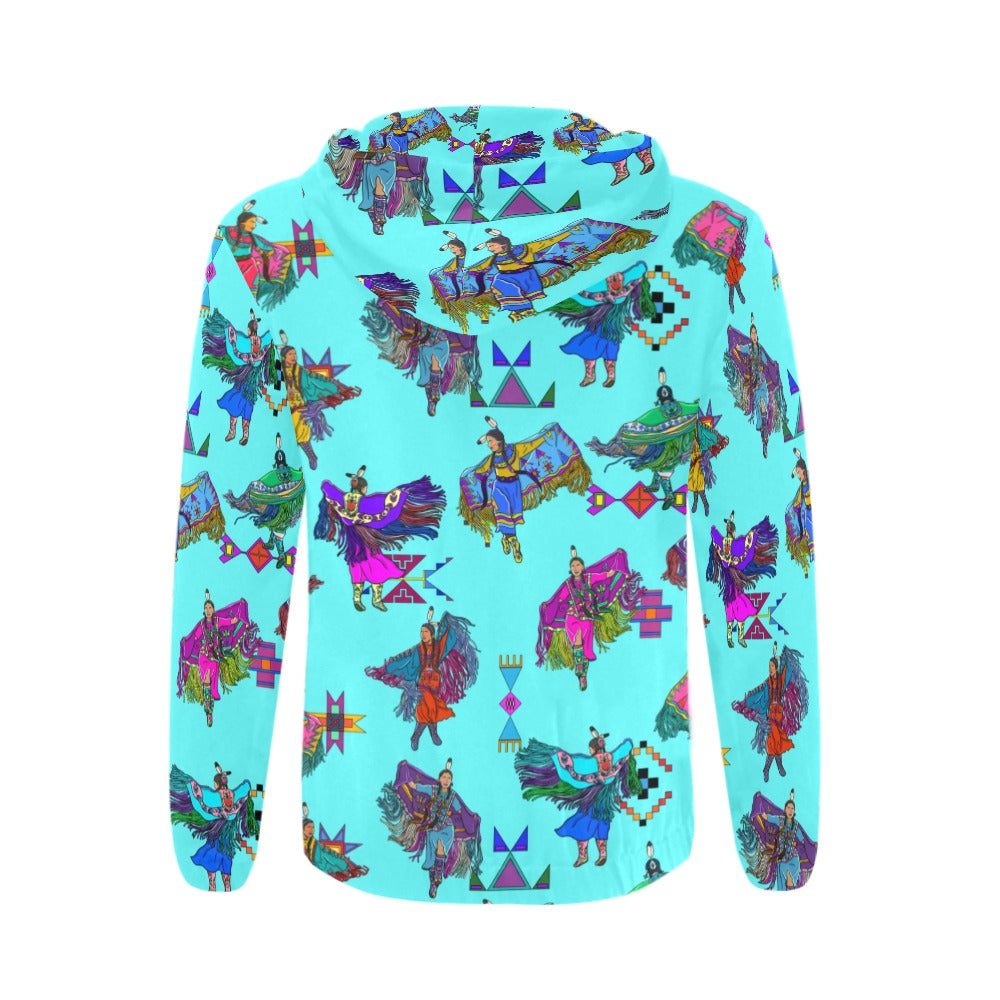 Women's Fancy Dancers Turquoise Men's Zipper Hoodie
