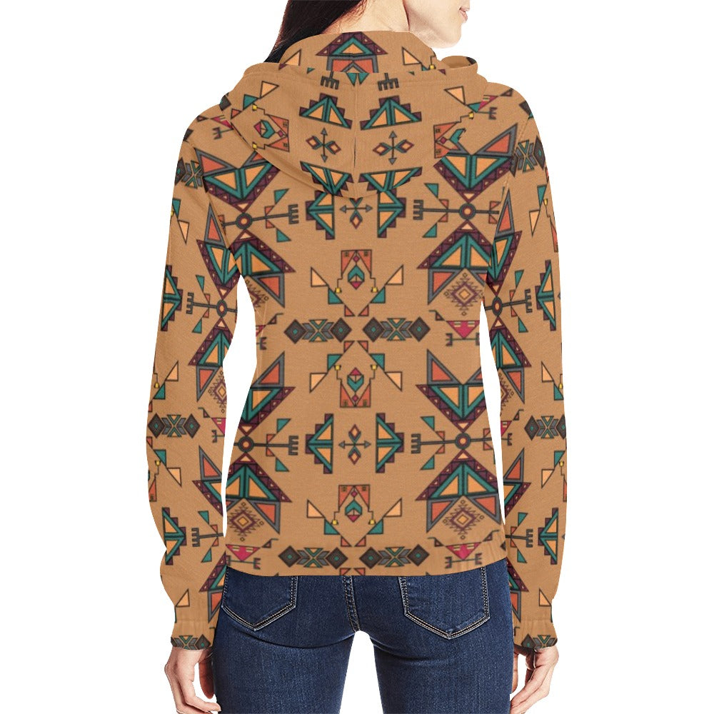 Arrow dawn Brown Full Zip Hoodie for Women