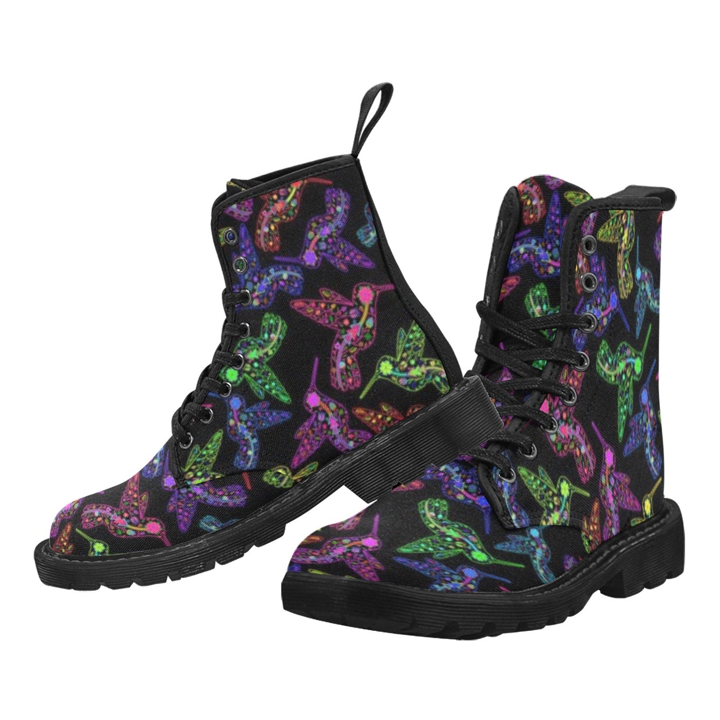 Neon Floral Hummingbirds Boots for Men