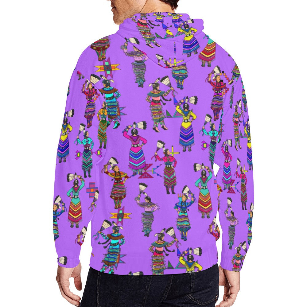 Women's Jingle Dancers Purple Men's Zipper Hoodie