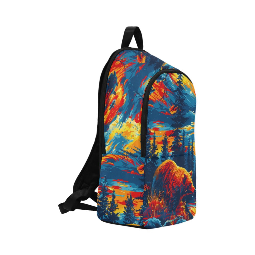 Fishing Bear Fabric Backpack for Adult