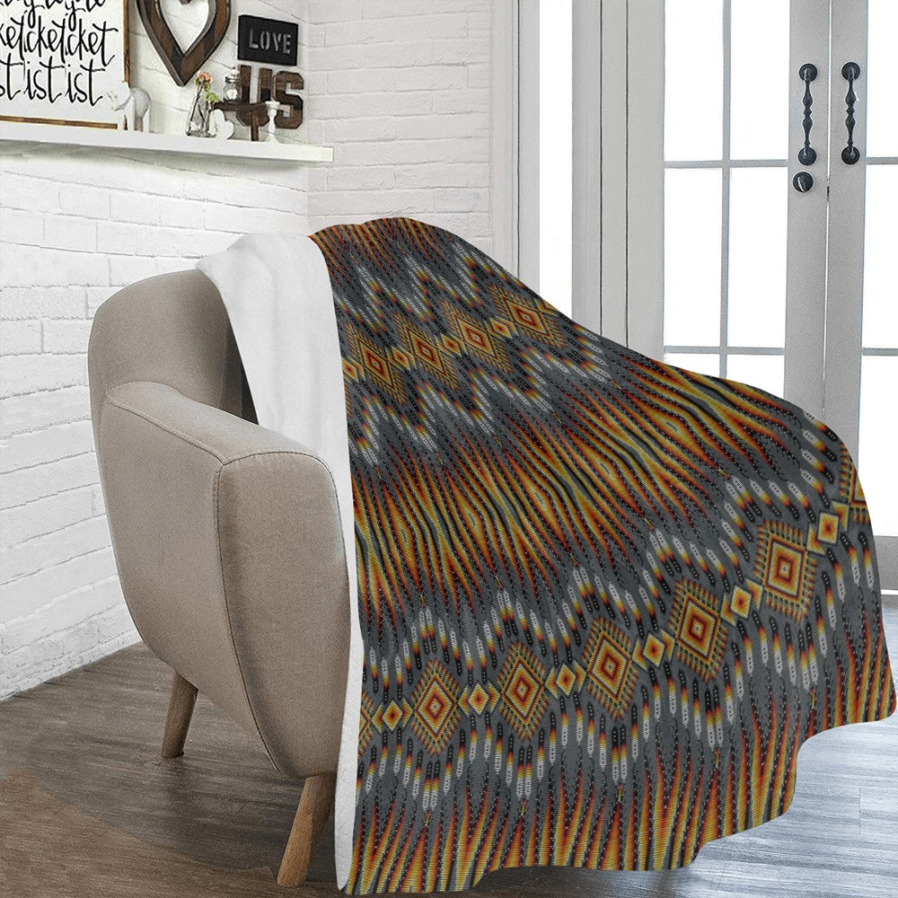 Fire Feather Grey X-Large Micro Fleece Blanket