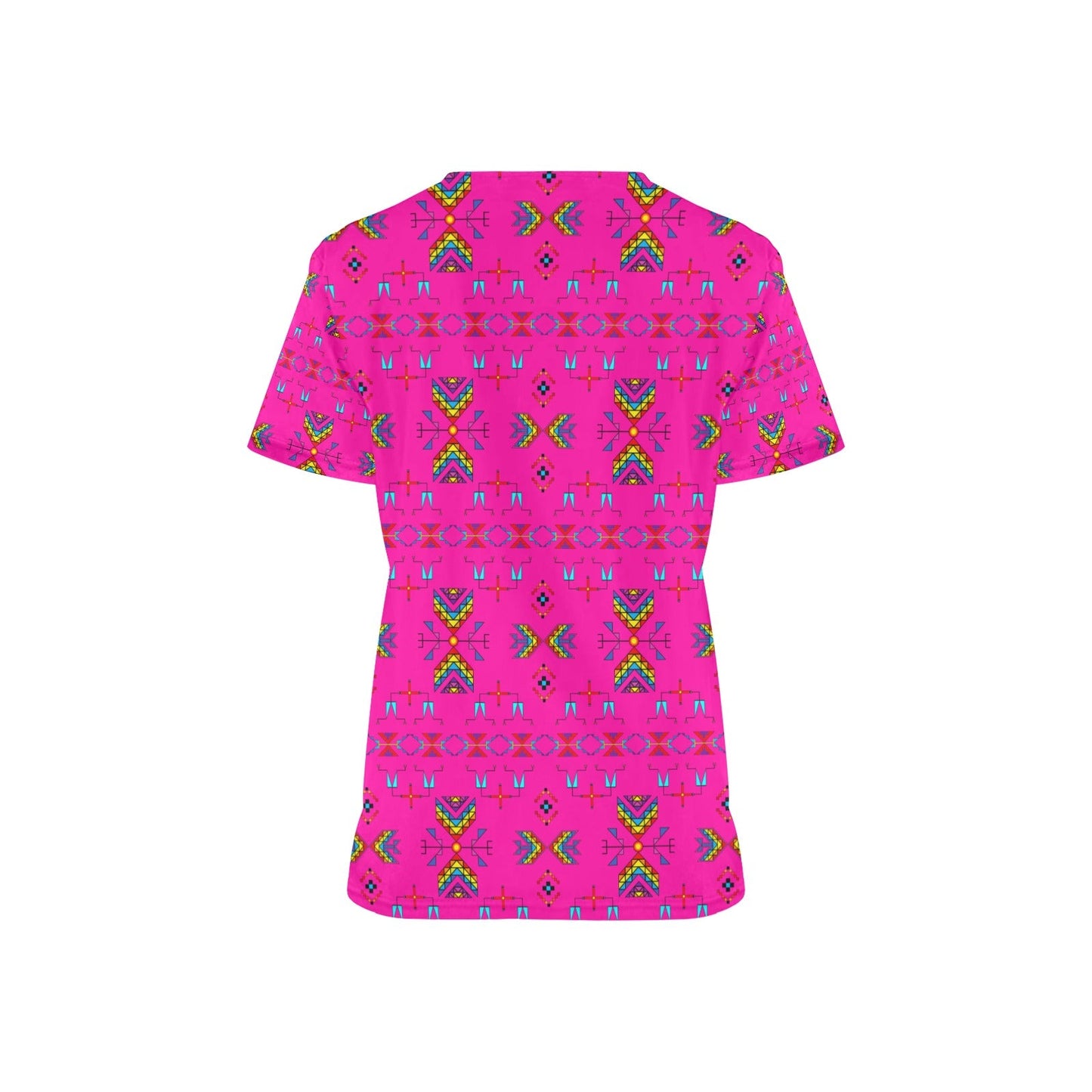 Rainy Chief Rainbow Hot Pink Scrub Top