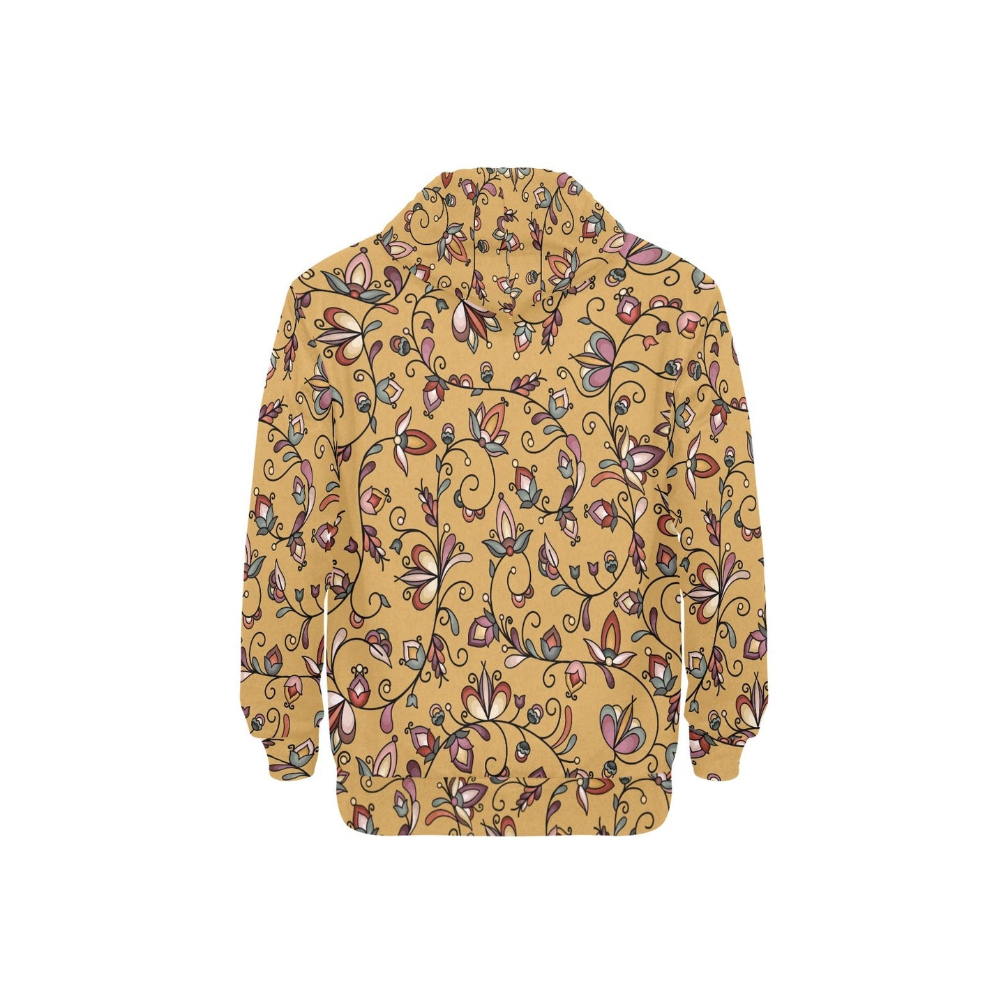 Burnt Sky Petals Gold Men's Long Sleeve Fleece Hoodie