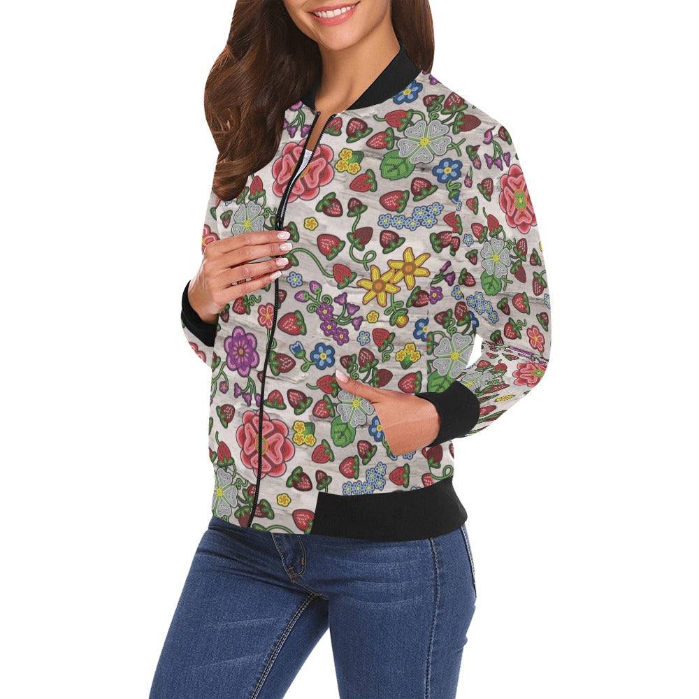 Berry Pop Bright Birch Bomber Jacket for Women