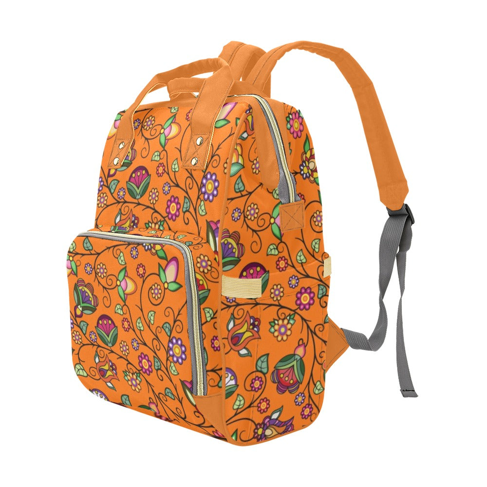 Heartbeat Petals Orange Multi-Function Diaper Backpack