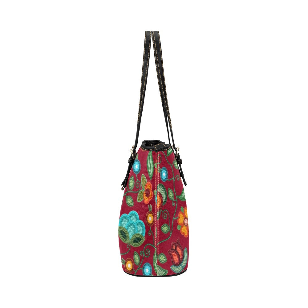 Prairie Fire Petals Red Leather Tote