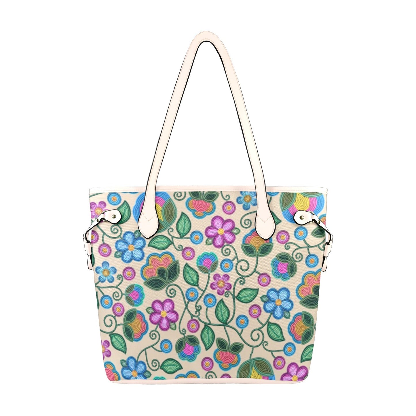 Turquoise Sunbeam Cream Clover Canvas Tote
