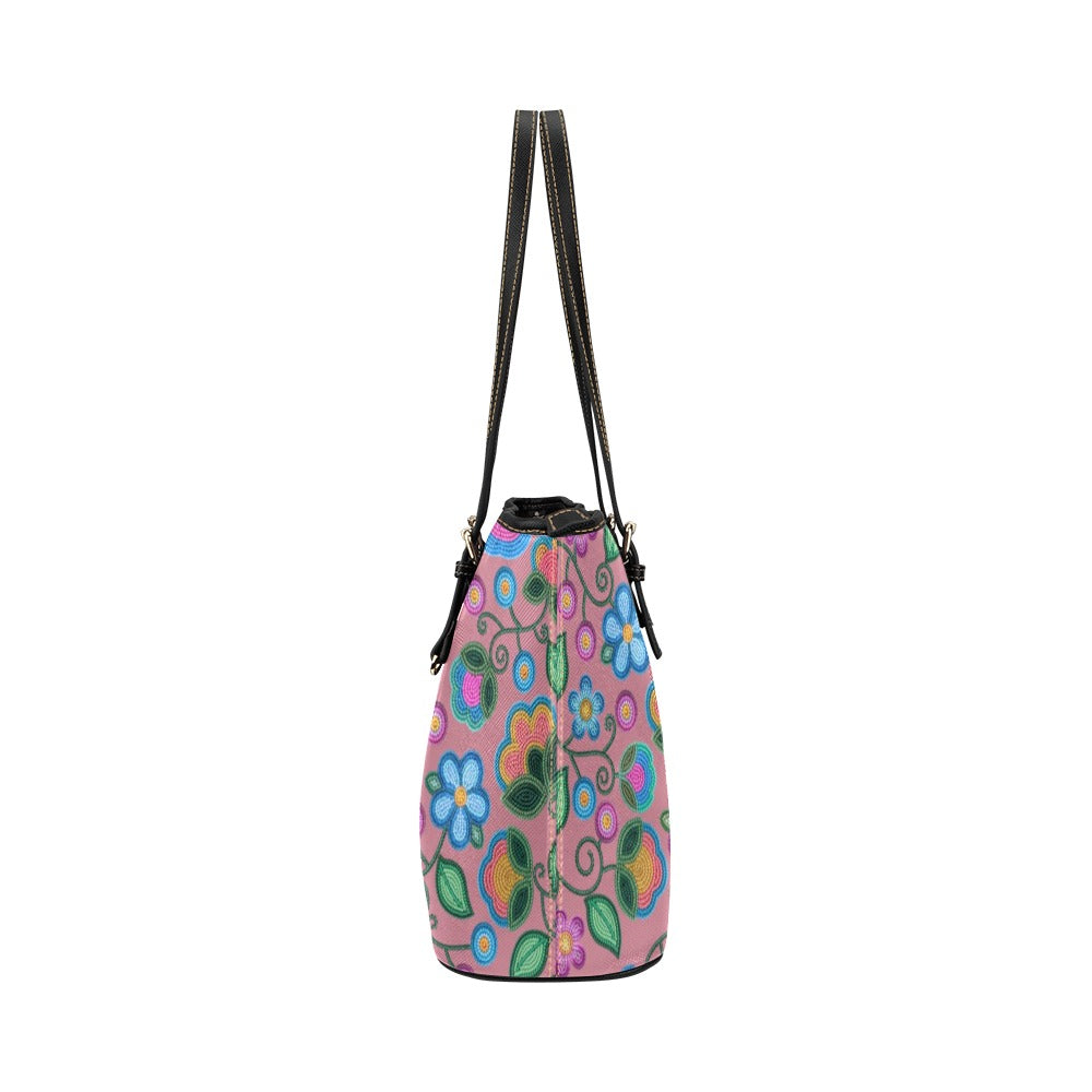 Turquoise Sunbeam Peach Leather Tote
