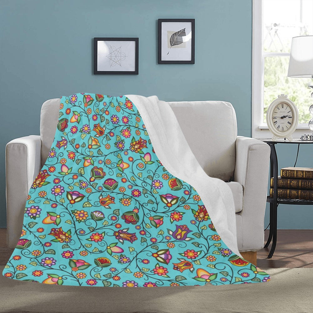 Heartbeat Petals Turquoise X-Large Micro Fleece Blanket