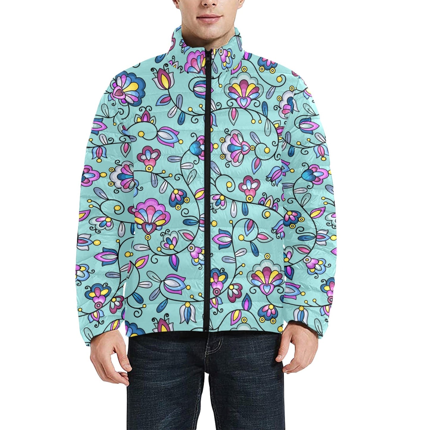 Autumn Bundle Blessing Turquoise Men's Padded Jacket