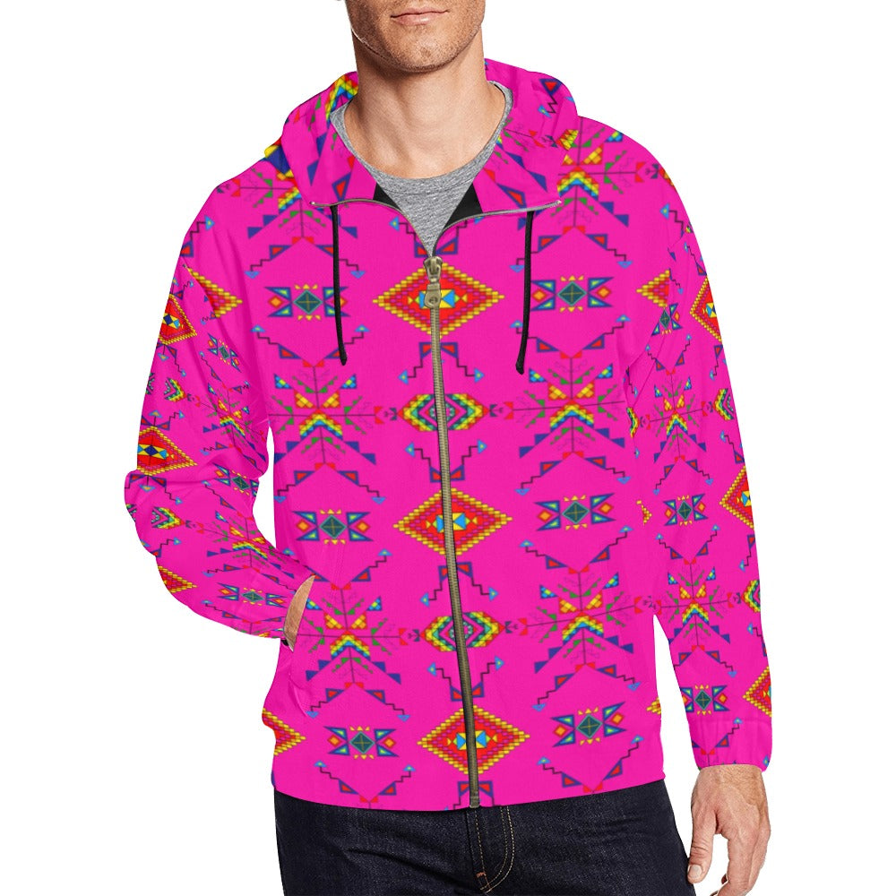 Buffalo Jump Pink Men's Zipper Hoodie