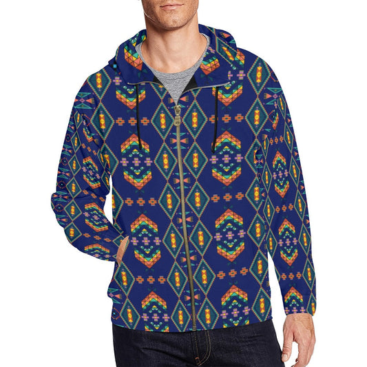 Travois Tipi Blue Men's Zipper Hoodie