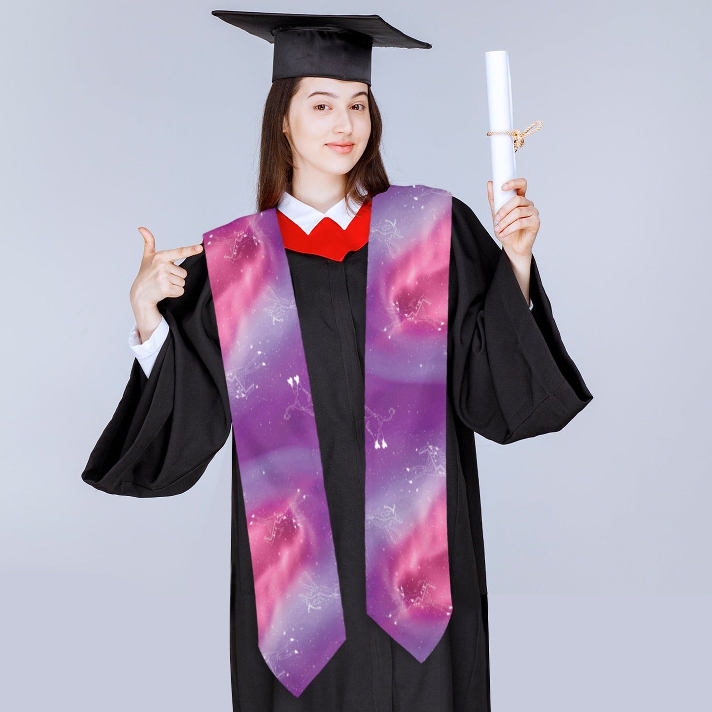 Animal Ancestors 7 Aurora Gases Pink and Purple Graduation Stole