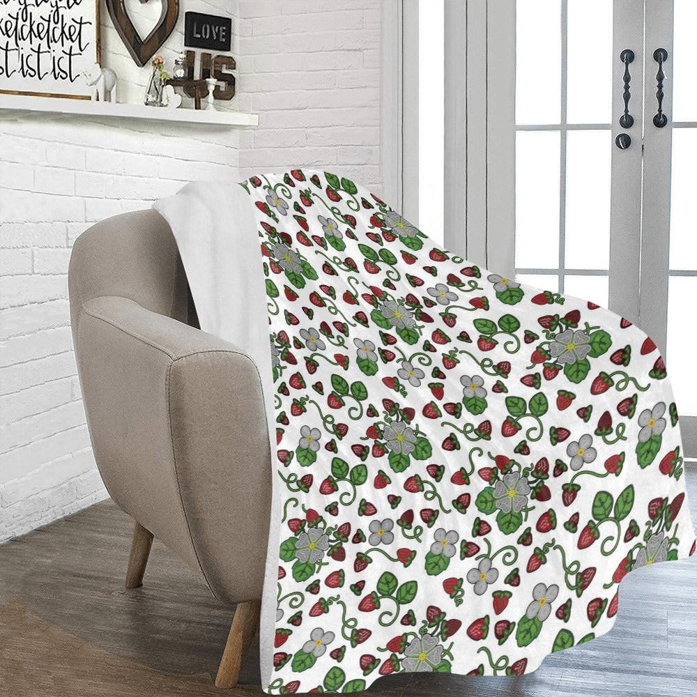 Strawberry Dreams White X-Large Micro Fleece Blanket