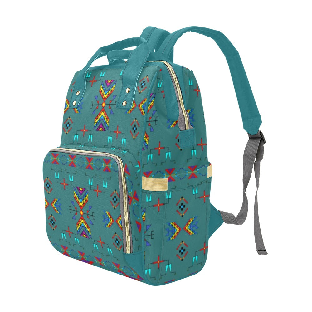 Rainy Chief Rainbow Teal Sky Multi-Function Diaper Backpack