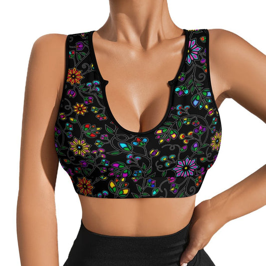 Prairie Paintbrush Black Yoga Top