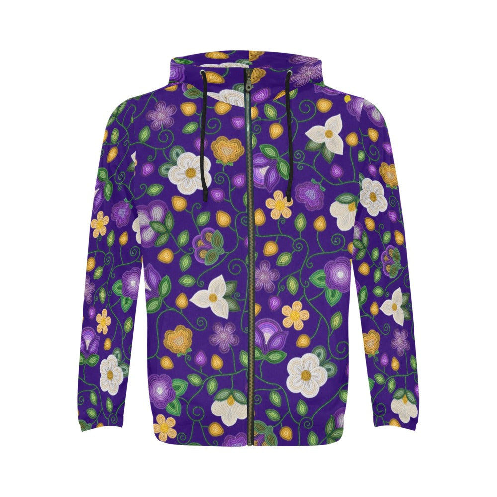 Midnight Moss Bloom Aubergine Zip Hoodie
