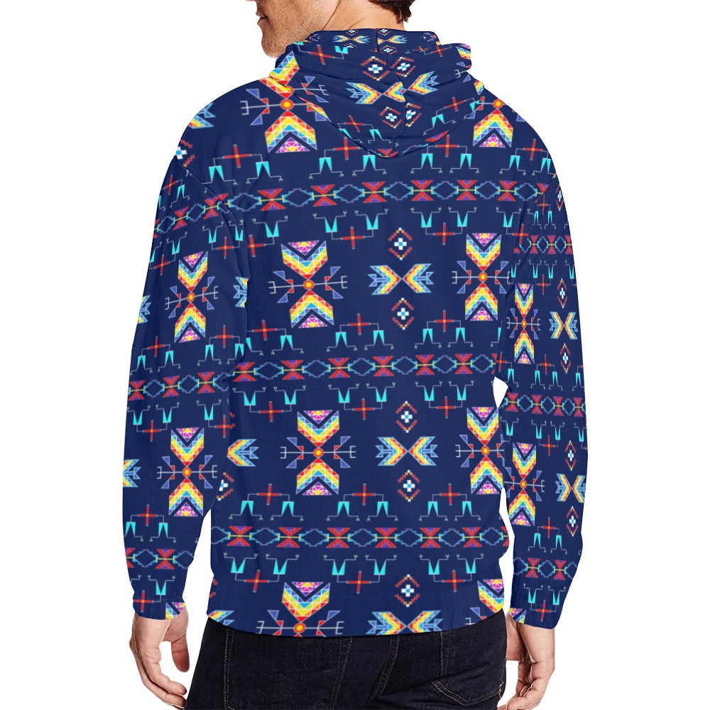Rainy Chief Rainbow Night Lake Men's Zipper Hoodie