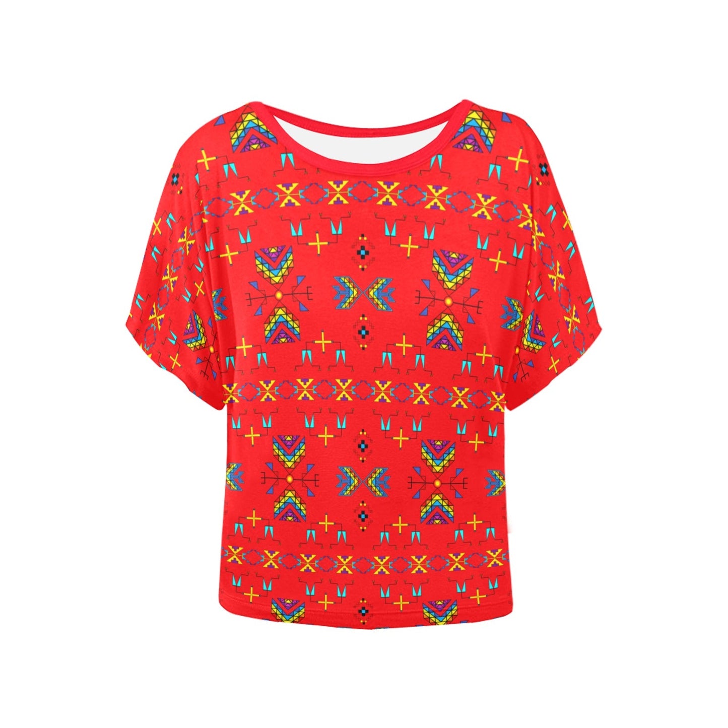 Rainy Chief Rainbow Red Women's Batwing-Sleeved Blouse T shirt