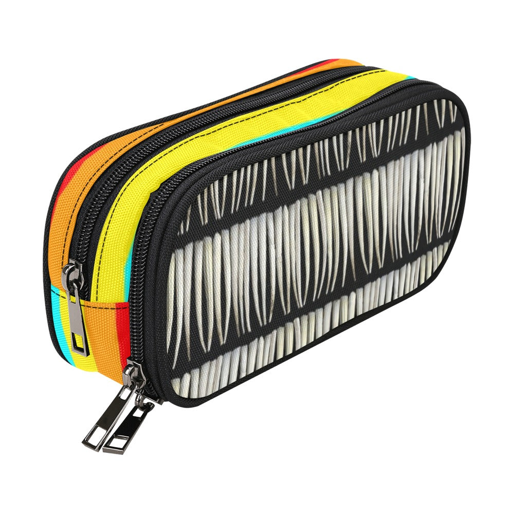 Dentalium on Black Pencil Pouch