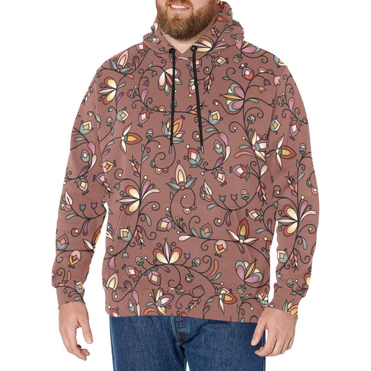 Burnt Sky Petals Brown Men's Long Sleeve Fleece Hoodie