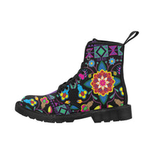 Load image into Gallery viewer, Geometric Floral Winter-Black Boots
