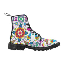 Load image into Gallery viewer, Geometric Floral Winter-White Boots
