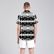 Load image into Gallery viewer, Between the Mountains Black and White Button Up Silk Shirt
