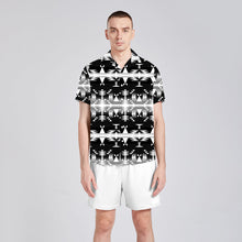 Load image into Gallery viewer, Between the Mountains Black and White Button Up Silk Shirt
