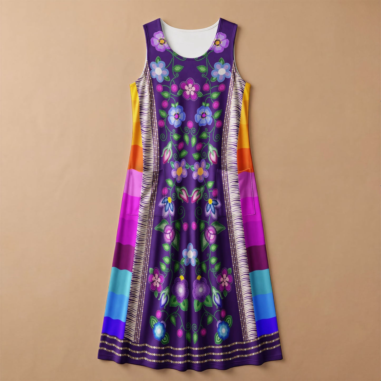 Beaded Offering Purple 1 Sleeveless Dress