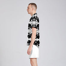 Load image into Gallery viewer, Between the Mountains Black and White Button Up Silk Shirt
