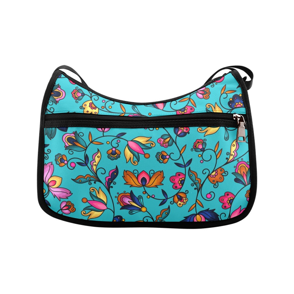 Copper Prairie Petals Turquoise Crossbody Bag