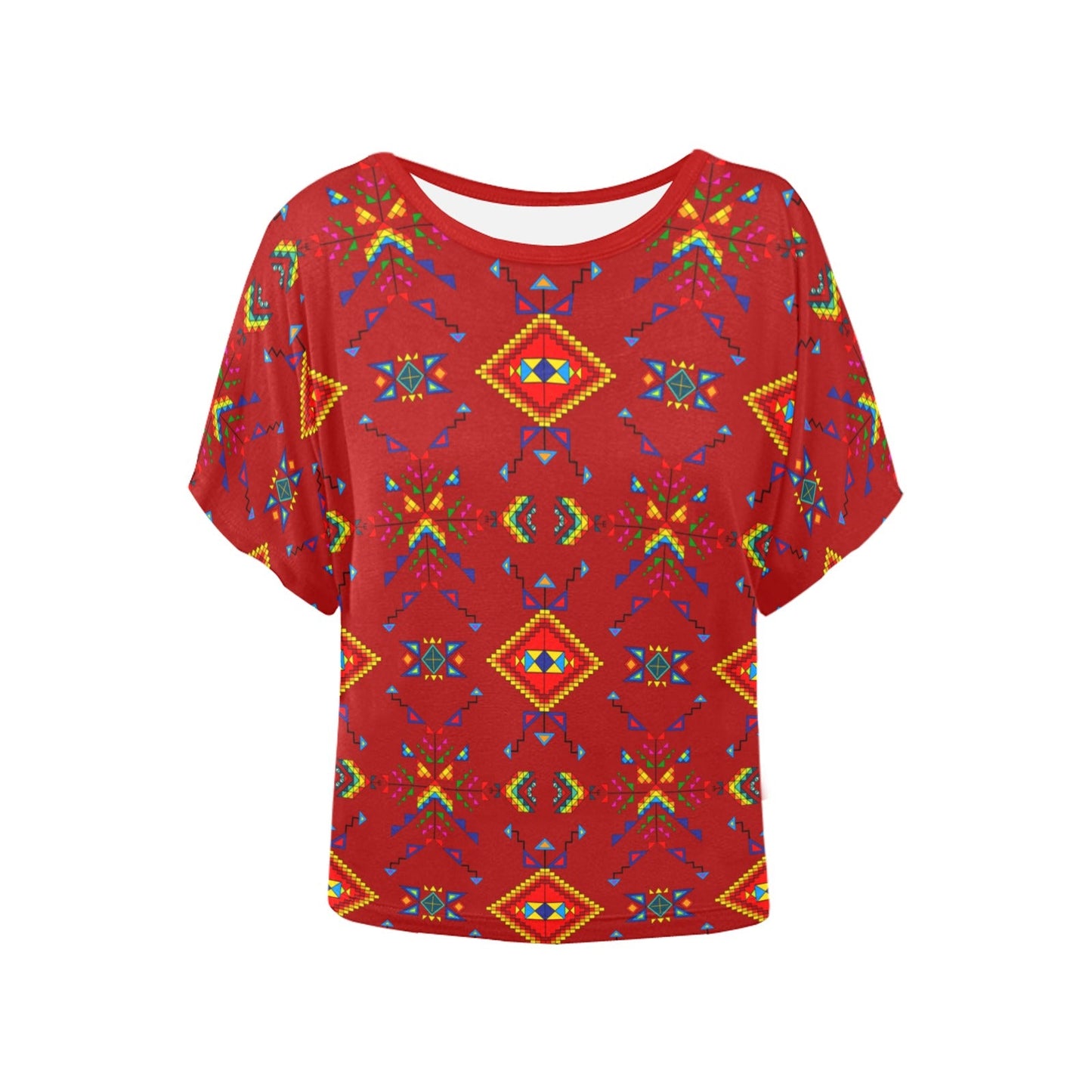 Buffalo Jump Red Women's Batwing-Sleeved Blouse T shirt
