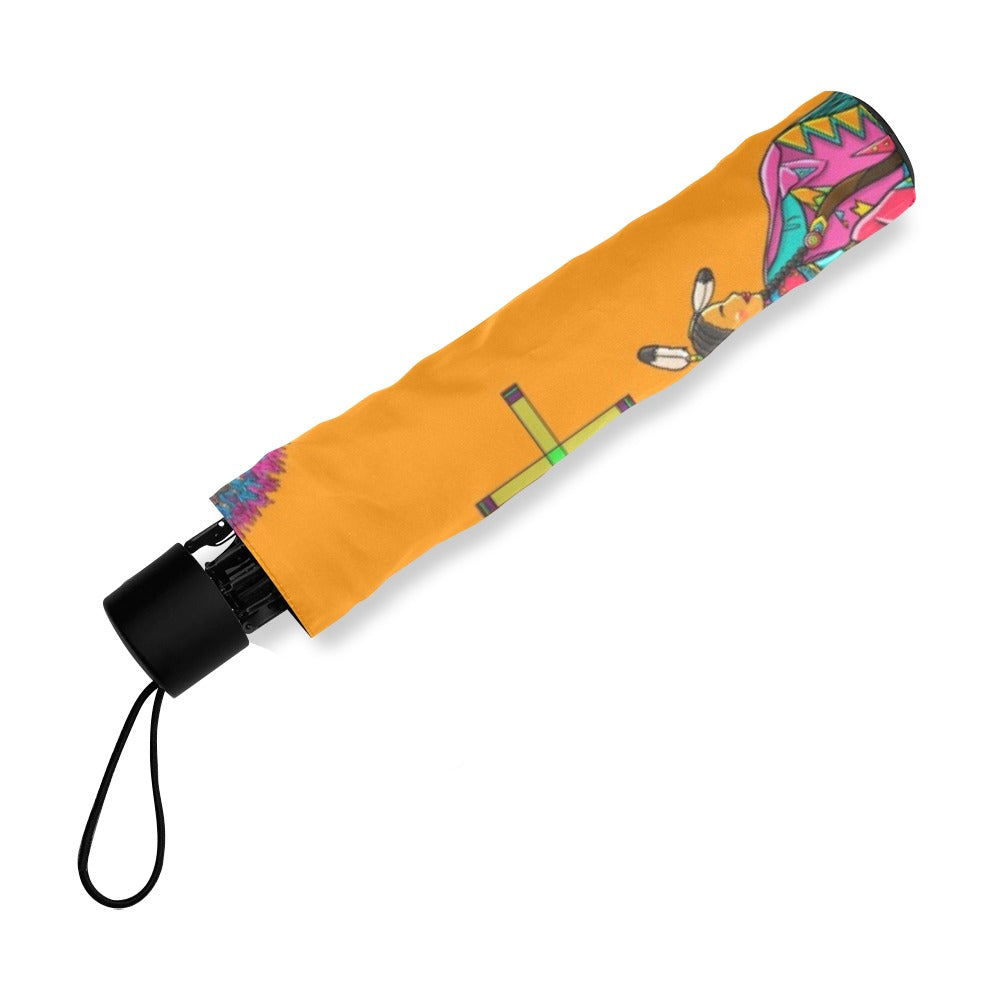Grand Entry Dancers Orange Foldable Umbrella