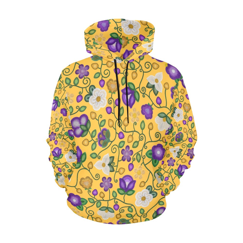 Midnight Moss Bloom Yellow Hoodie for Women